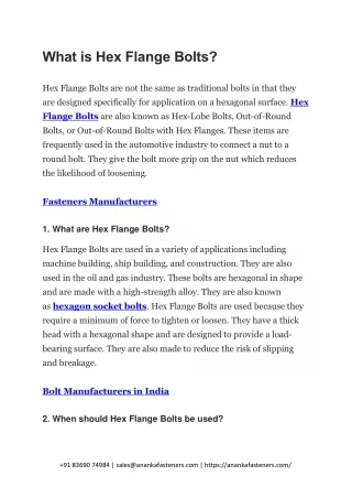 what is hex flange bolts