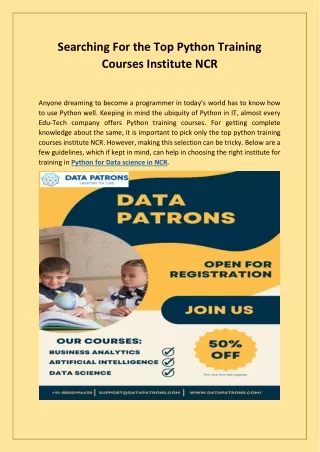 Searching For the Top Python Training Courses Institute NCR