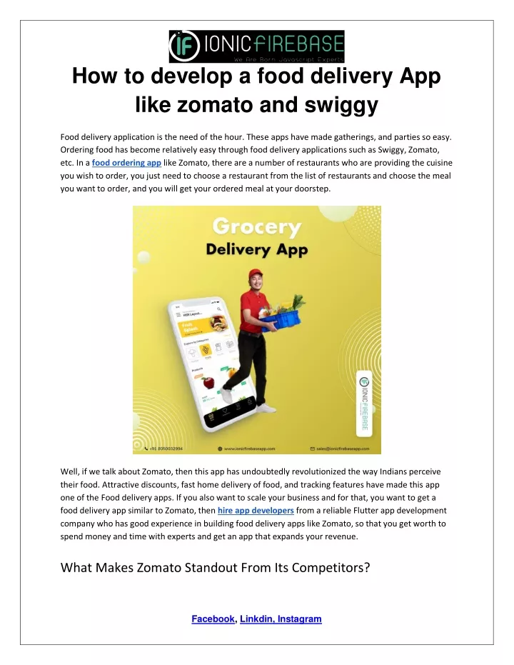 how to develop a food delivery app like zomato