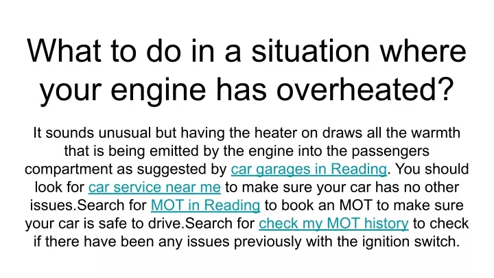 what to do in a situation where your engine