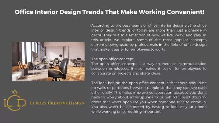 office interior design trends that make working