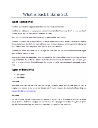 what is back links in seo
