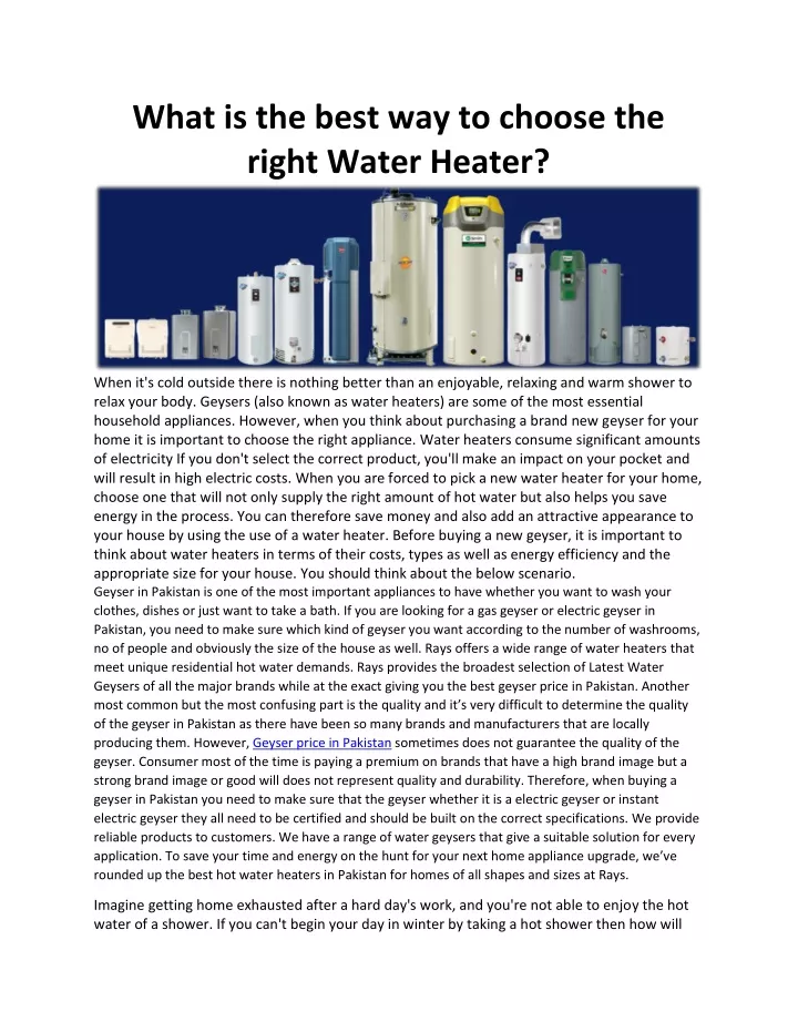 what is the best way to choose the right water