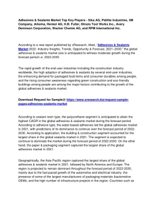 adhesives sealants market top key players sika