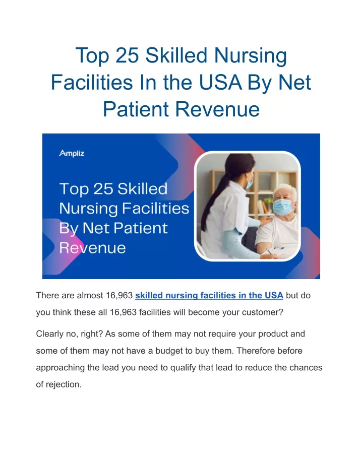 top 25 skilled nursing facilities