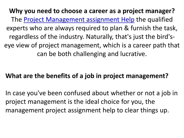 why you need to choose a career as a project