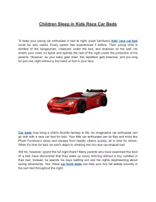 Children Sleep in Kids Race Car Beds