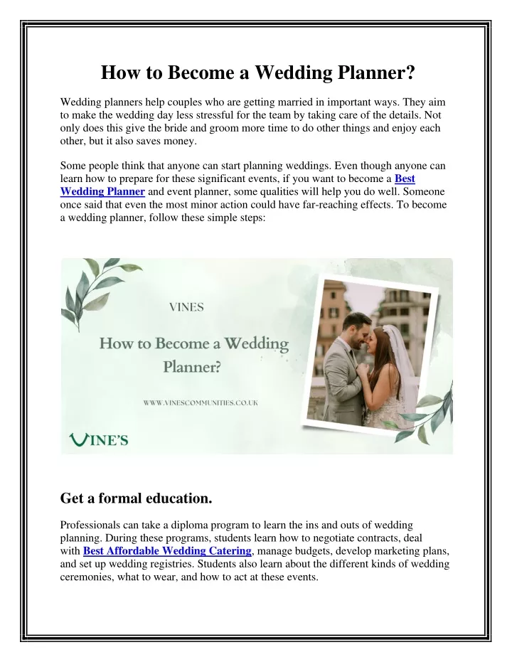 how to become a wedding planner