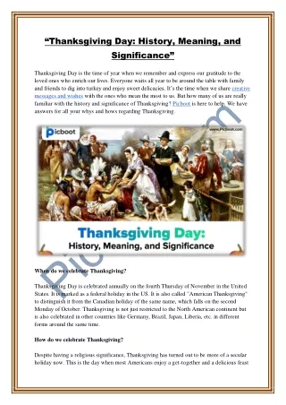 thanksgiving day history meaning and significance