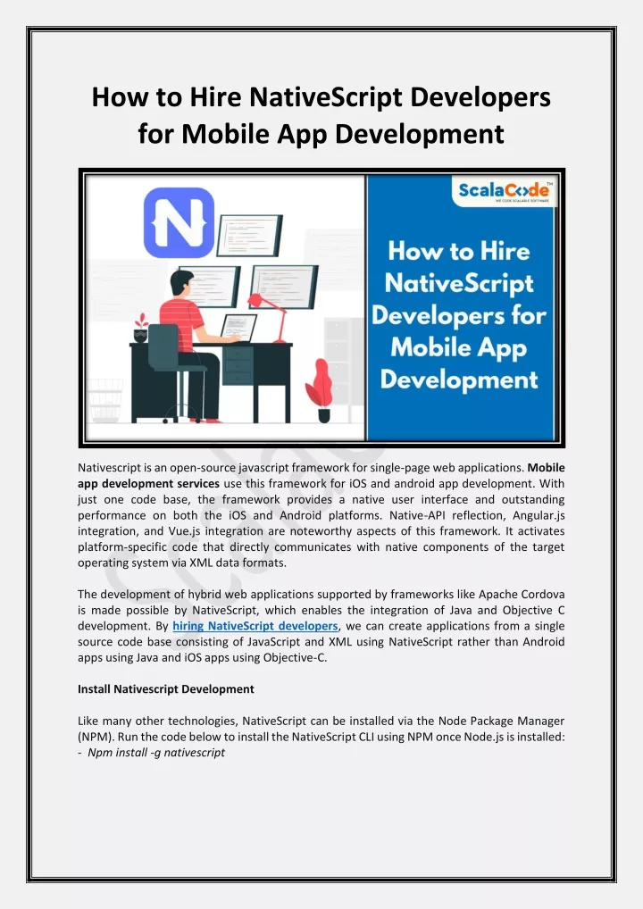 how to hire nativescript developers for mobile