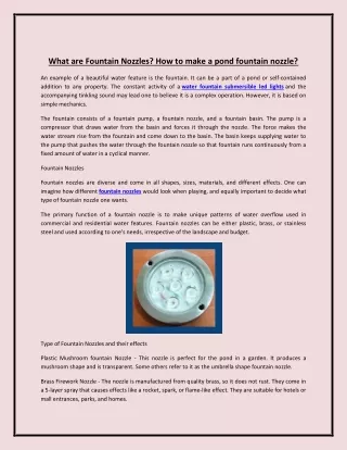 what are fountain nozzles how to make a pond