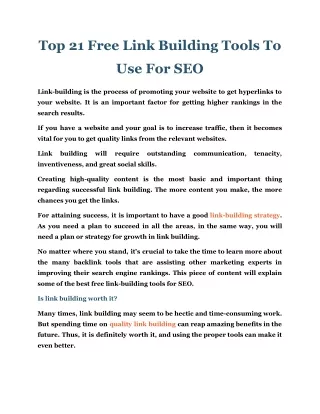 top 21 free link building tools to