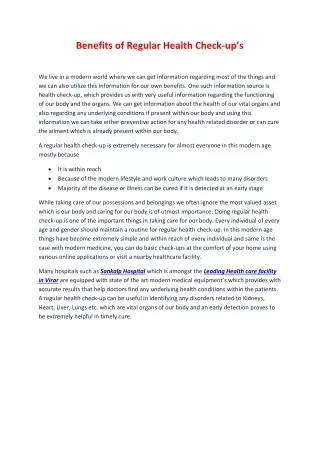 benefits of regular health check up s