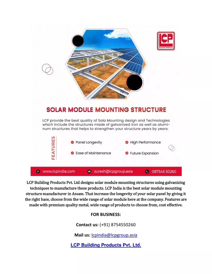 lcp building products pvt ltd designs solar