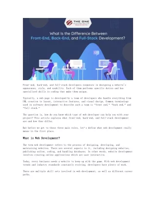front end back end and full stack developers