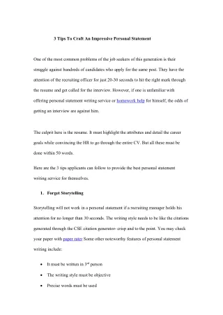 3 Tips To Craft An Impressive Personal Statement