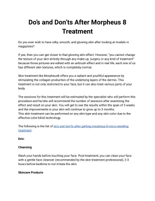 Do’s and Don’ts After Morpheus 8 Treatment