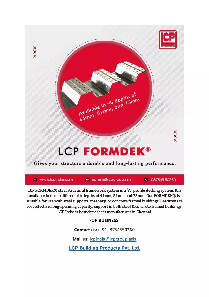 lcp formdek steel structural framework system