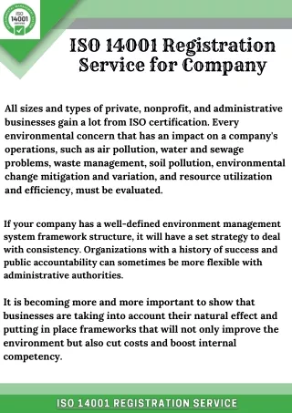 ISO 14001 Registration Service for Company