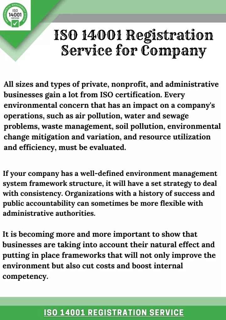 iso 14001 registration service for company