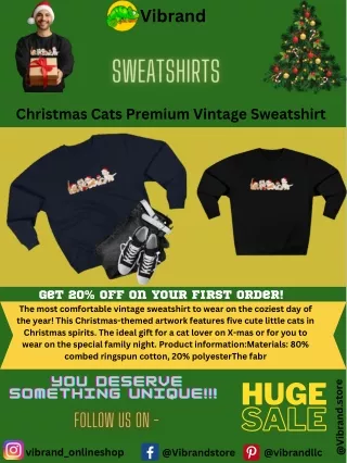 Christmas Cats Premium Vintage Sweatshirt