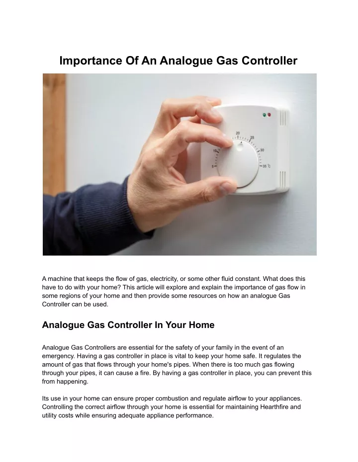 importance of an analogue gas controller