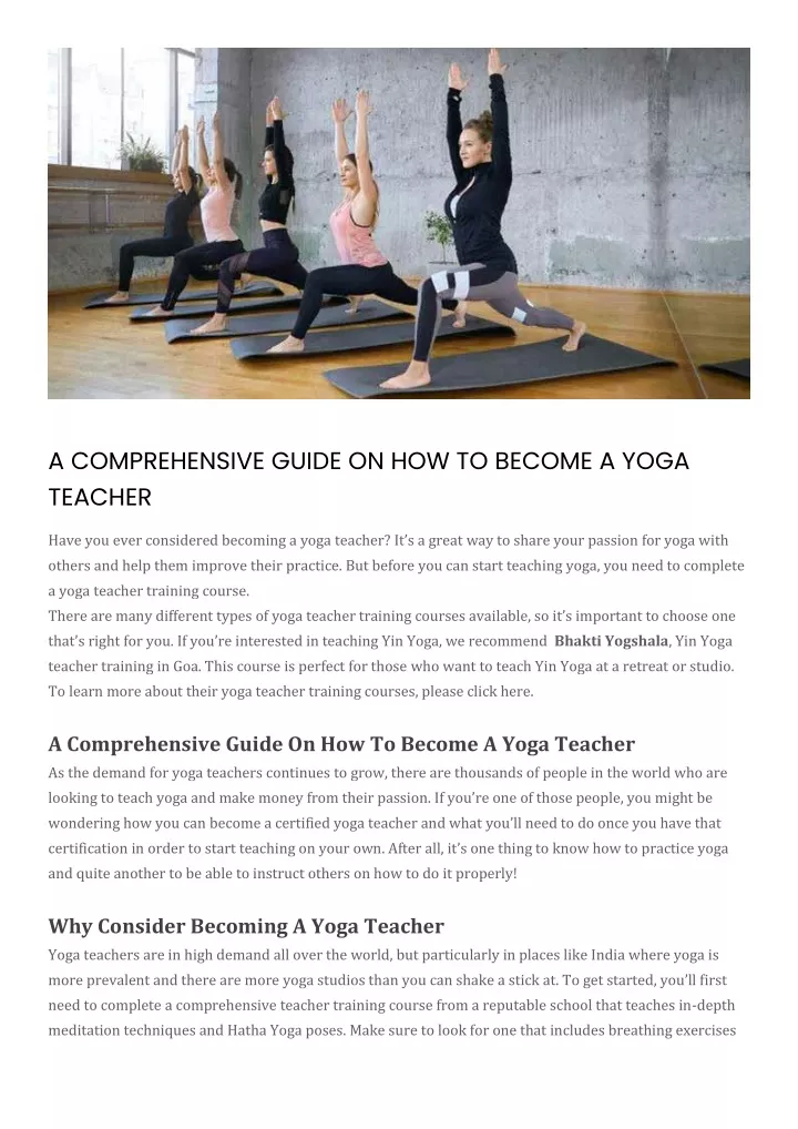 PPT A COMPREHENSIVE GUIDE ON HOW TO A YOGA TEACHER PowerPoint Presentation ID11762818