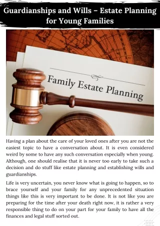 Guardianships and Wills – Estate Planning for Young Families