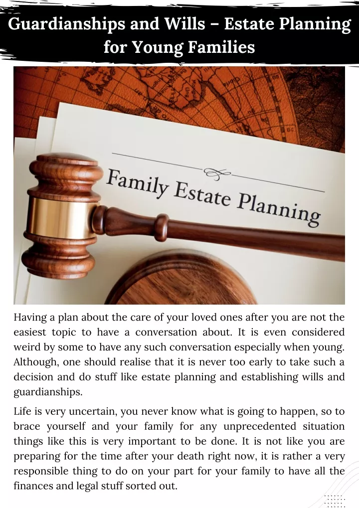 guardianships and wills estate planning for young
