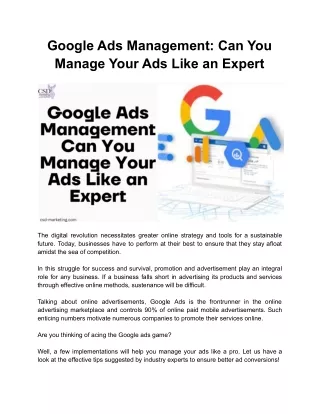 Google Ads Management: Can You Manage Your Ads Like an Expert