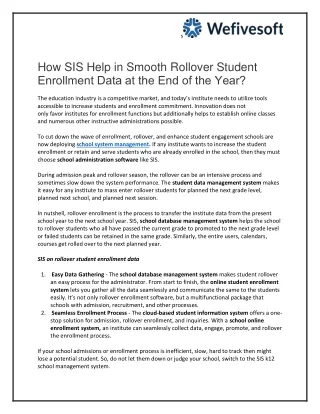 How SIS Help in Smooth Rollover Student Enrollment Data at the End of the Year? 