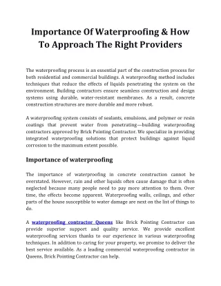 Importance Of Waterproofing & How To Approach The Right Providers