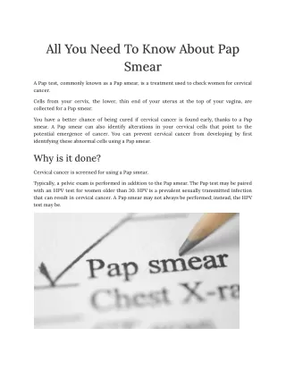 All You Need To Know About Pap Smear