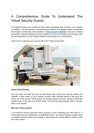 A Comprehensive Guide To Understand The Virtual Security Guards