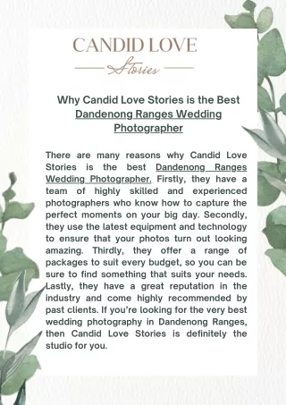 Why Candid Love Stories is the Best Dandenong Ranges Wedding Photographer
