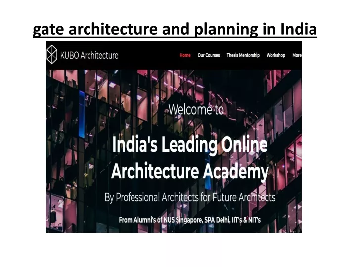 gate architecture and planning in india