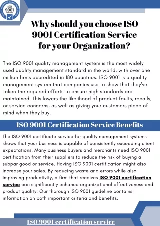 Why should you choose ISO 9001 Certification Service for your Organization