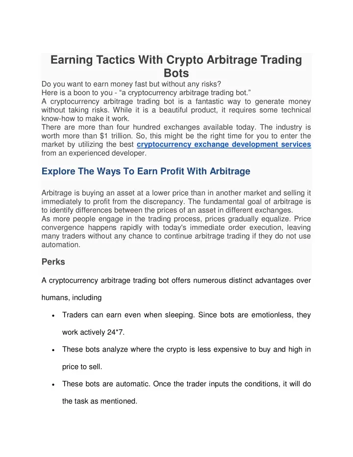 earning tactics with crypto arbitrage trading