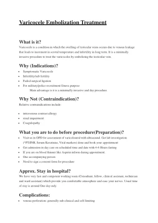 varicocele embolization treatment