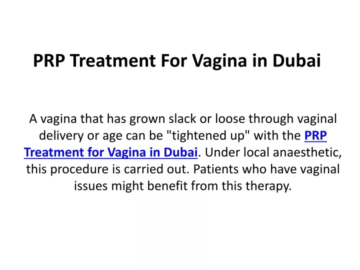 prp treatment for vagina in dubai