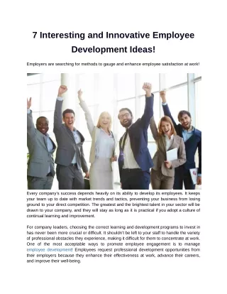7 Interesting and Innovative Employee Development Ideas!