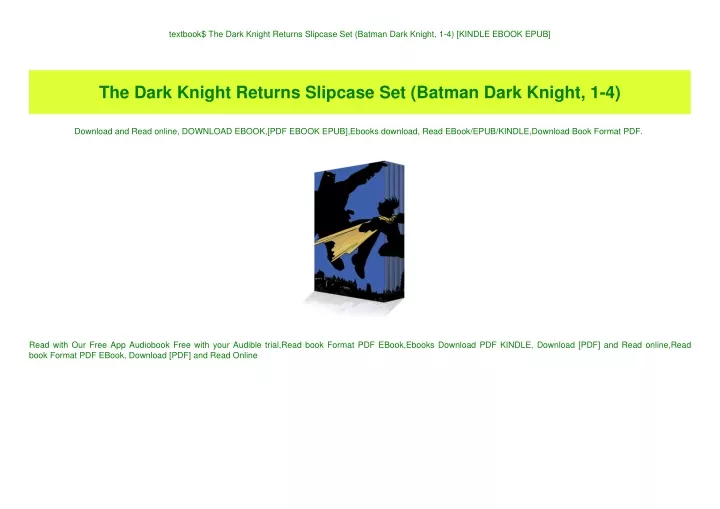 textbook the dark knight returns slipcase