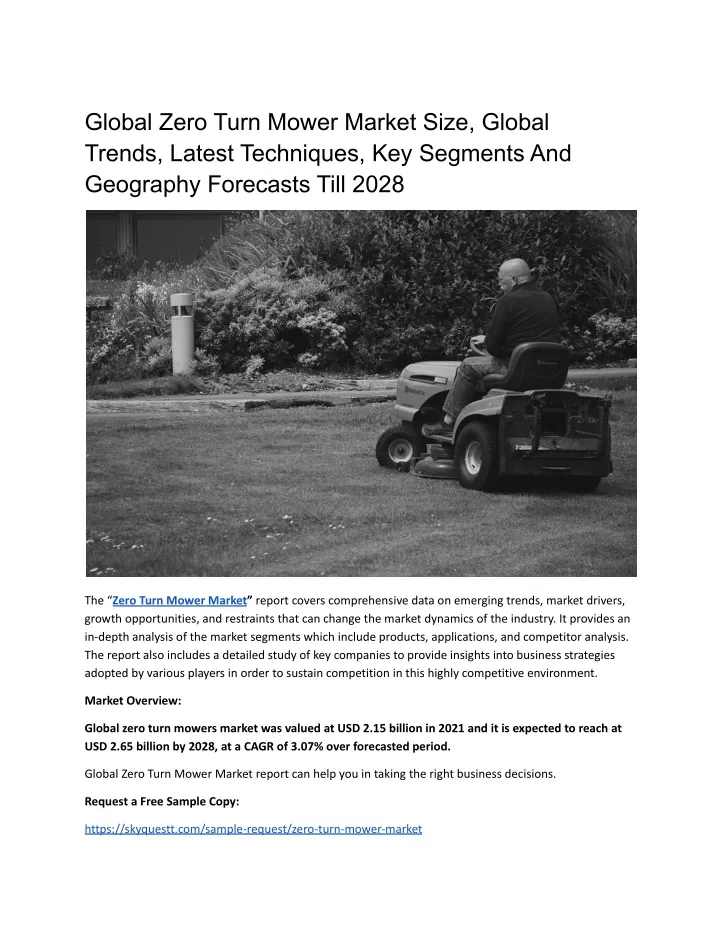 global zero turn mower market size global trends