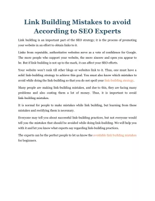 link building mistakes to avoid according