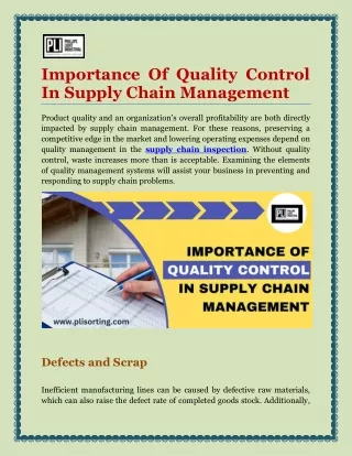 importance of quality control in supply chain