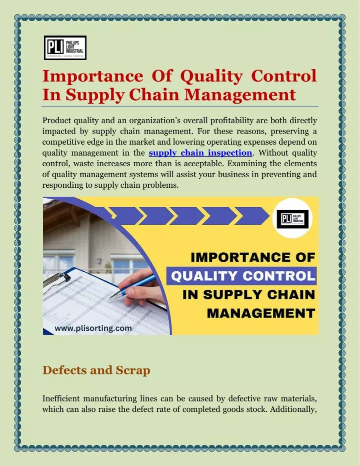 importance of quality control in supply chain