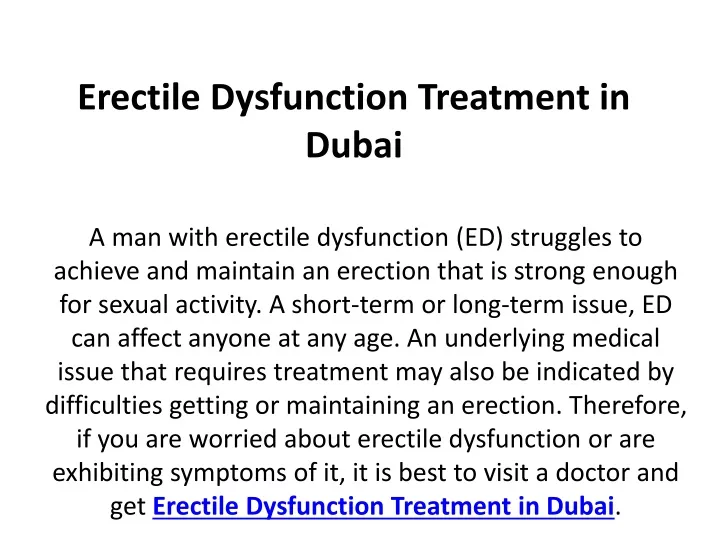 erectile dysfunction treatment in dubai