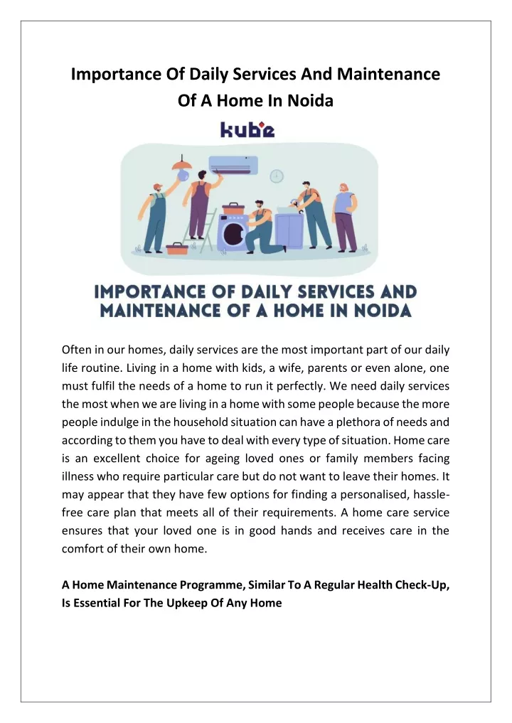 importance of daily services and maintenance