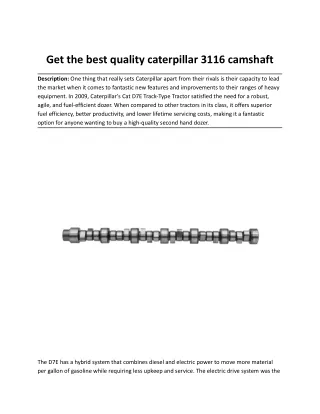 Get the best quality caterpillar 3116 camshaft