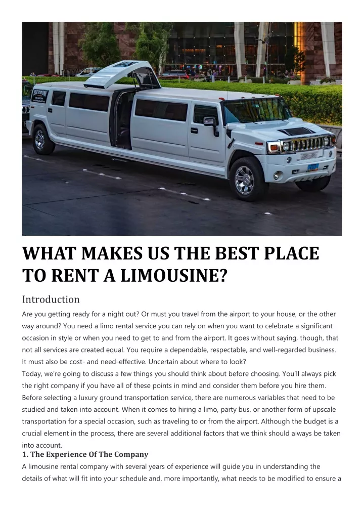 what makes us the best place to rent a limousine